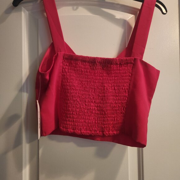 Sadie & Sage Anthropologie Pink Crop Top Cami Blouse Fuschia Small NWT - Picture 6 of 11